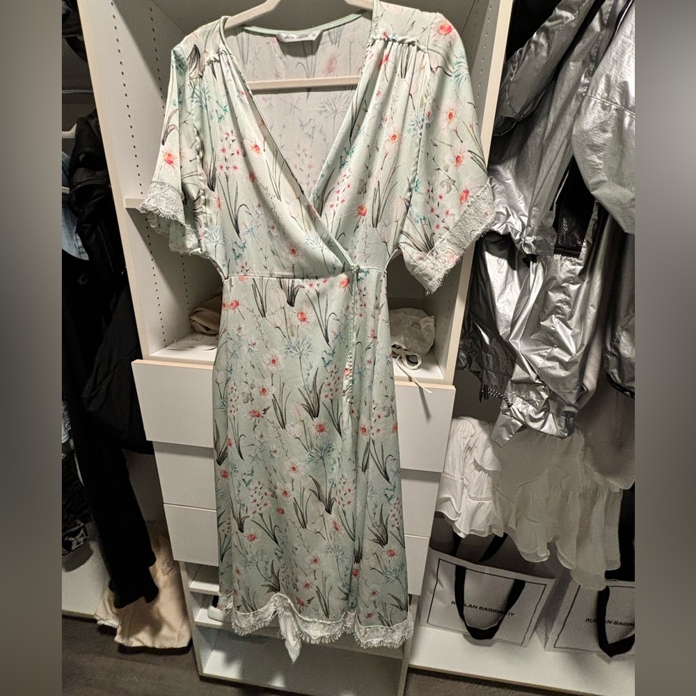 Silk flower dress made in Turkey.  Midi